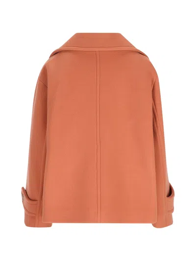 Chloé Double Breasted Jacket Buttoned Cuffs Pockets Lapels In Orange