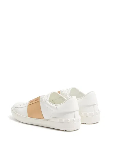 Valentino Open Sneakers In Leather With Contrast Colored Stripe And Stud Detail In Multi