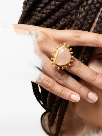 Sylvia Toledano Pink Quartz Dot Ring In Gold