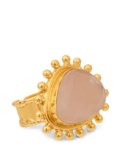 Sylvia Toledano Pink Quartz Dot Ring In Gold