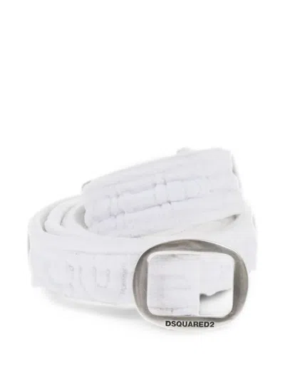 Dsquared2 White Twin Beach Solid Adjustable Belt In White