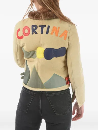 History Repeats Embroidered Shearling Jacket In Brown