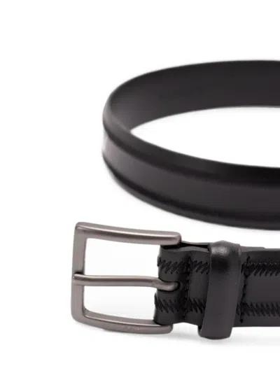 Orciani Monaco Leather Belt In Black