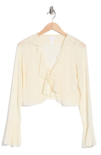 Leith Ruffle Tie Front Chiffon Top In Ivory