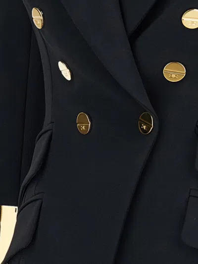 Elisabetta Franchi Jacket Decorative Sleeves Front Flap Pockets Structured Shoulders In Blue