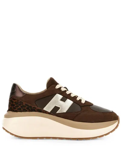 Hogan Maxi Active Lace Up Leather Sneakers In Gray