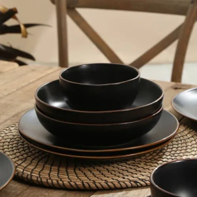 Stone Lain Brasa Stoneware 16-piece Dinnerware Set In Black