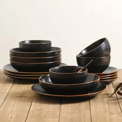 Stone Lain Brasa Stoneware 16-piece Dinnerware Set In Black