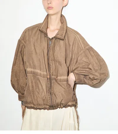 Max & Co . Oversized Zip-up Jacket In Brown