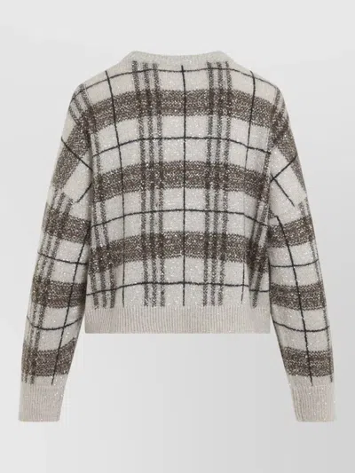 Brunello Cucinelli Plaid-pattern Sequin-embellishment Sweater In Multi