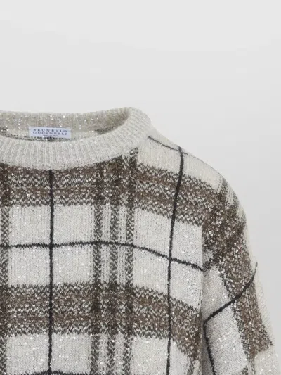 Brunello Cucinelli Plaid-pattern Sequin-embellishment Sweater In Multi