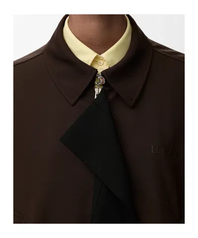 Loewe Viscose Blend Jacket Contrast Panel Pockets In Brown