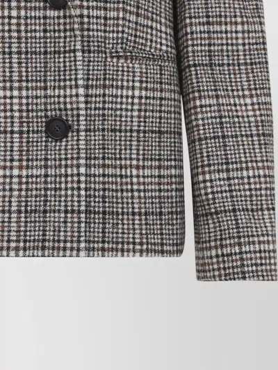 Brunello Cucinelli Checked Double Breasted Jacket Front Pockets In Gray