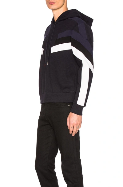 Shop Neil Barrett Modernist Retro Hoodie In Navy & Black