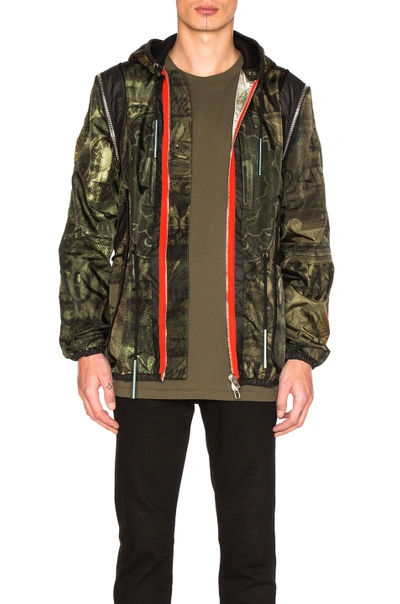 Shop Givenchy Printed Lightweight Jacket In Green, Abstract. In Khaki