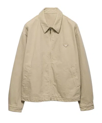 Prada Old Denim Blouson Jacket In Neutral