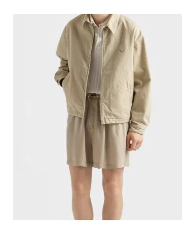 Prada Old Denim Blouson Jacket In Neutral