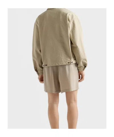Prada Old Denim Blouson Jacket In Neutral