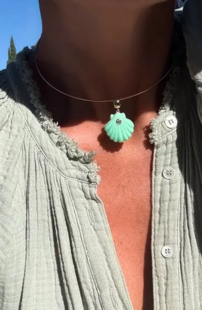 Thatch Coquille Chrysoprase Bail Charm In Green