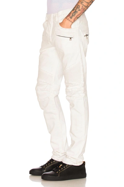 Shop Balmain Biker Jeans In White