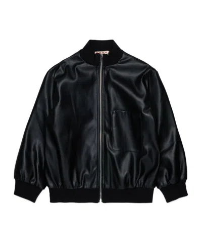 Marni Kids Varsity Bomber Jacket In Black