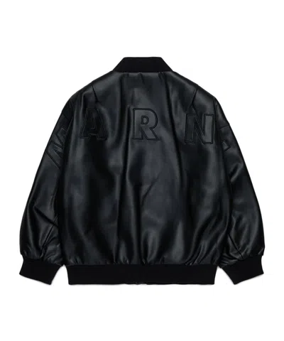 Marni Kids Varsity Bomber Jacket In Black