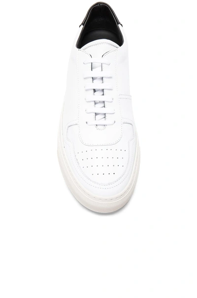 Shop Common Projects Leather Bball Low Retro In White & Black