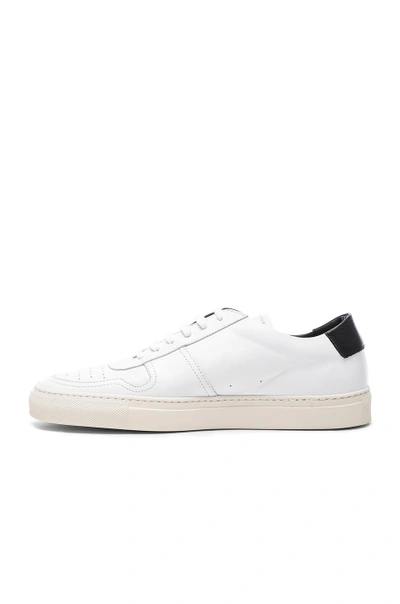 Shop Common Projects Leather Bball Low Retro In White & Black