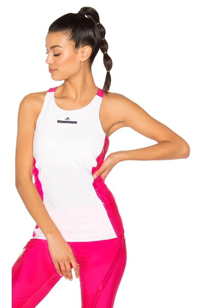 Shop Adidas By Stella Mccartney Run Tank In White & Shock Pink S16