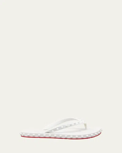 Christian Louboutin Loubi Donna Spike Red Sole Flip Flops In Multi