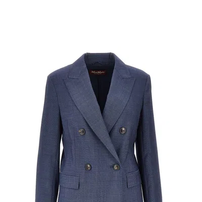 Max Mara Virgin Wool Double-breasted Jacket In Blue