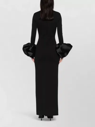 Solace London Valerie Maxi Dress Deep V Neckline In Black