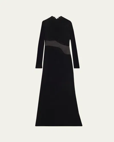 Alaïa Sheer Bodice High-neck Dress In Noir