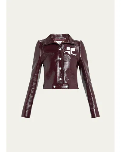 Courrèges Vinyl Blazer With Collared Neck And Long Sleeves In Heritage R
