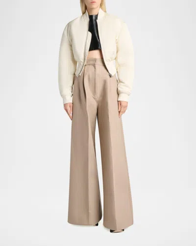 Balenciaga Cropped Bomber Jacket In Technical Faille In White
