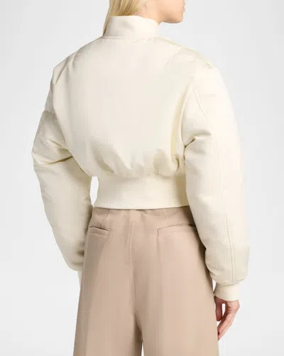 Balenciaga Cropped Bomber Jacket In Technical Faille In White