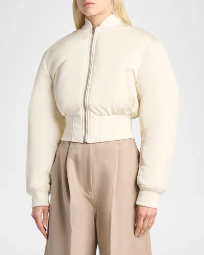 Balenciaga Cropped Bomber Jacket In Technical Faille In White