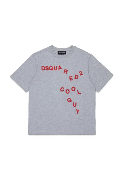 Dsquared2 T-shirt With Embroidered Front Logo In Gray