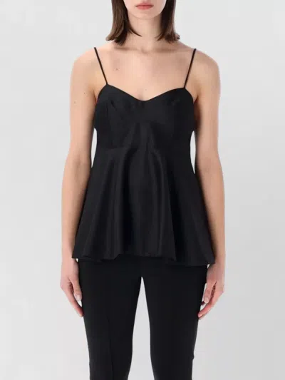Rohe Paneled Duchesse-satin Peplum Bustier Top In Black
