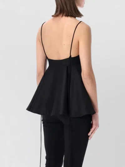 Rohe Paneled Duchesse-satin Peplum Bustier Top In Black