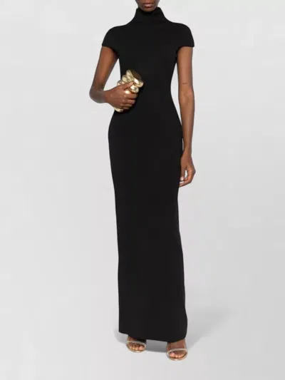 Solace London Maxi Dress High Neck Cap Sleeves Fitted In Black