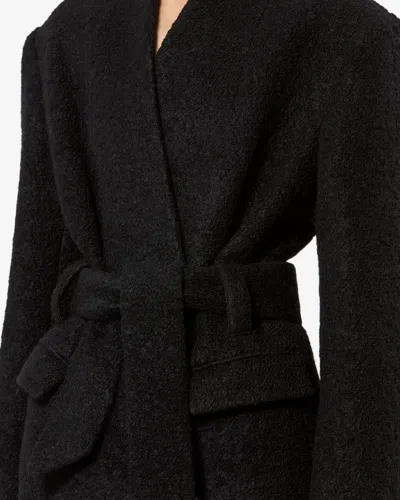 Isabel Marant Syndra Belted Oversized Virgin Wool-blend Jacket In Black