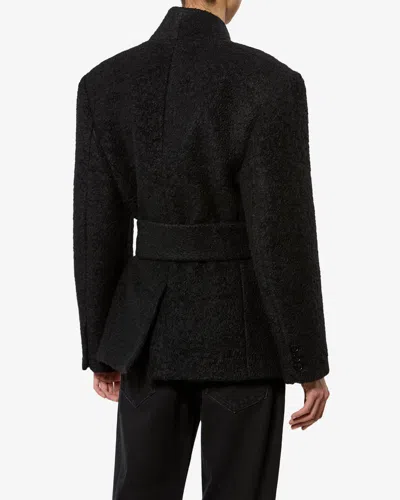 Isabel Marant Syndra Belted Oversized Virgin Wool-blend Jacket In Black