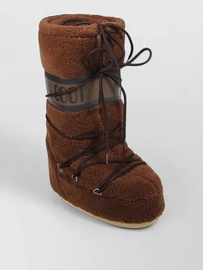 Moon Boot Faux Fur Flat Sole High Ankle Boots
