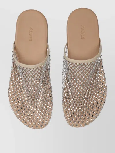 Alysi Mesh Rhinestone Polyester Slip On Mules In Gray