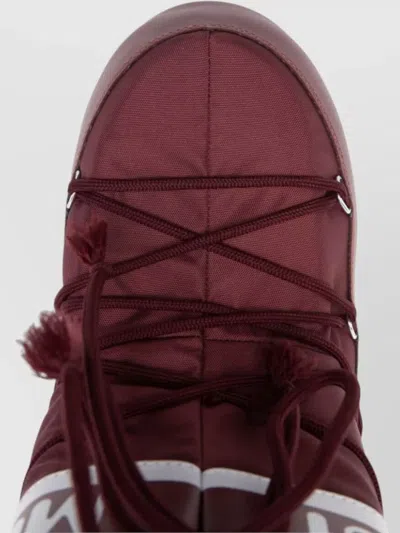 Moon Boot Boot Flat Sole High Shaft Round Toe In Burgundy