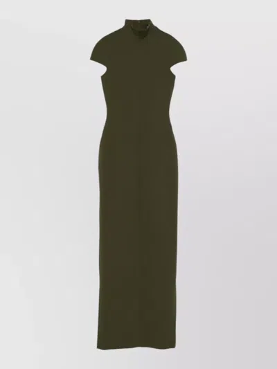 Solace London Maxi Dress Cap Sleeves High Neckline In Green