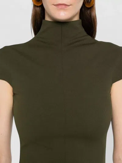 Solace London Maxi Dress Cap Sleeves High Neckline In Green