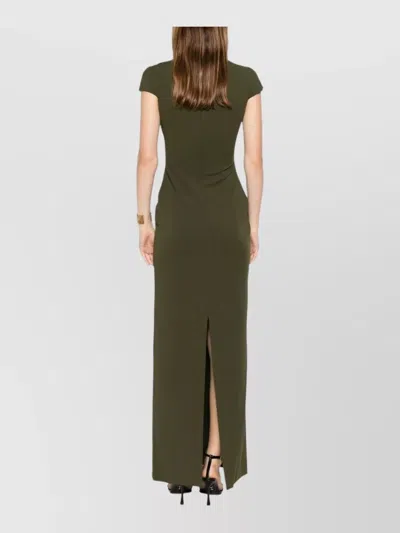 Solace London Maxi Dress Cap Sleeves High Neckline In Green