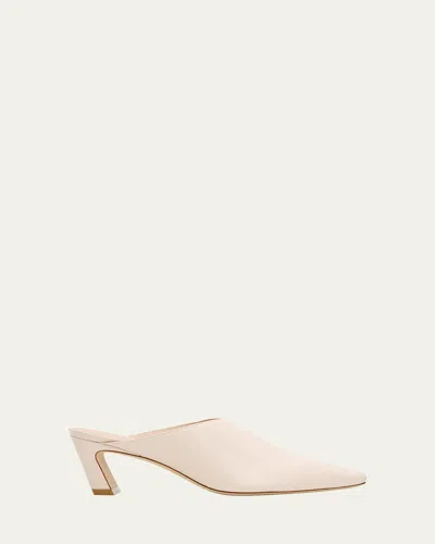 Stuart Weitzman 50mm Stassi Leather Mules In Neutral